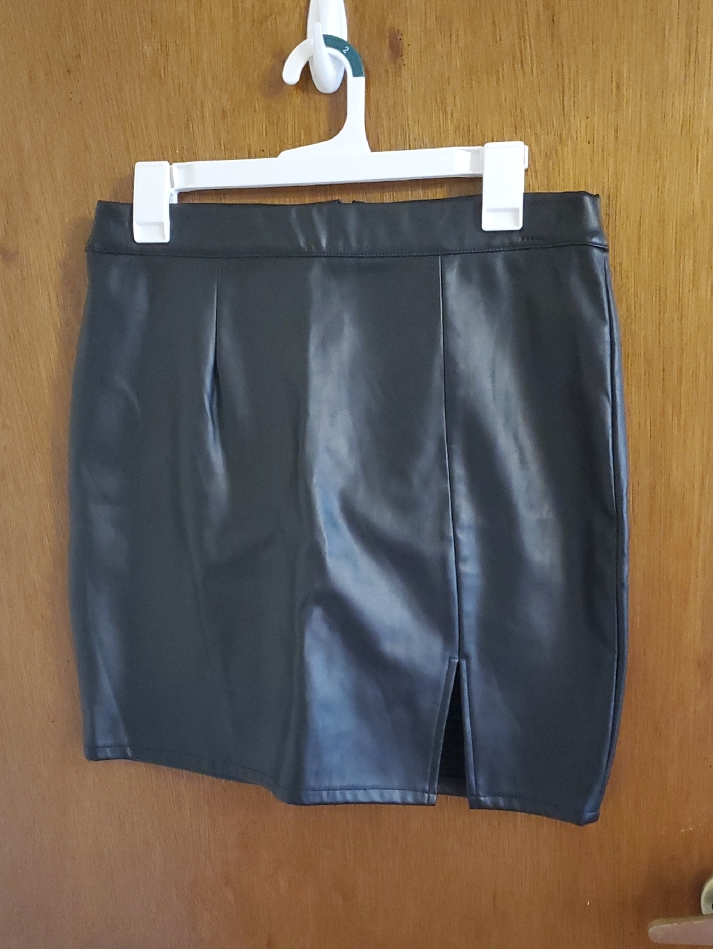 Rue21 Black Faux Leather Mini Skirt with Front Slit